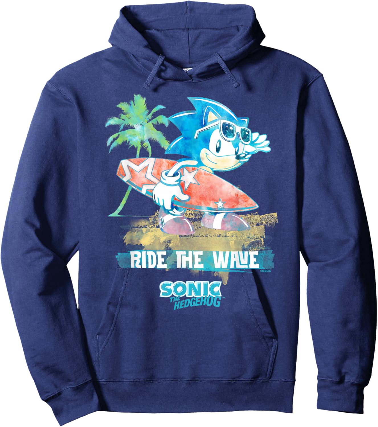 Sonic The Hedgehog - Ride The Wave Sonic Hoodie - Hoodie | Navy