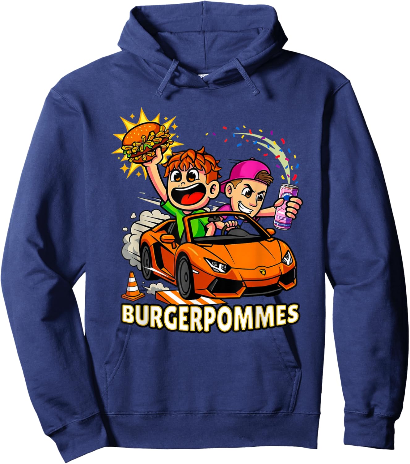 Burger Pommes Comic Art Spielzeugauto Snack Hoodie - Hoodie | Navy