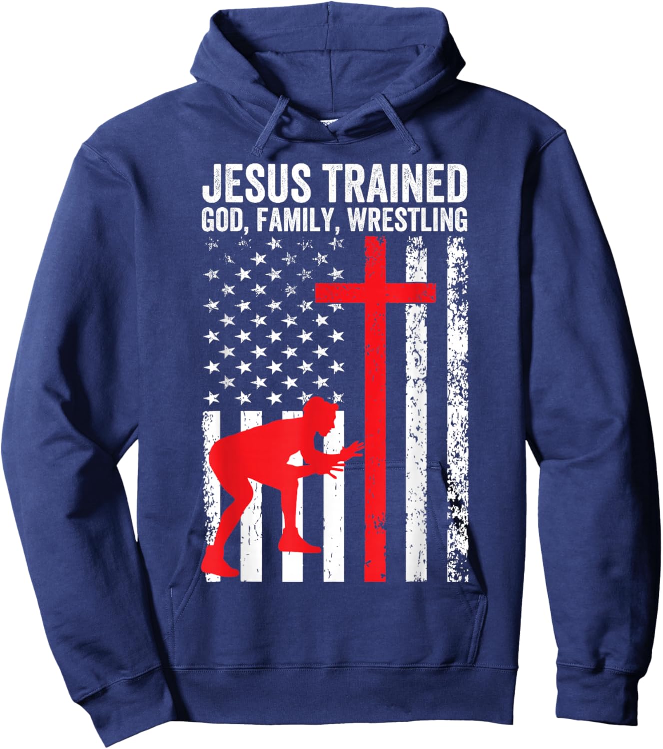 Jesus Trained, Christian Wrestler, Wrestling Hoodie - Hoodie | Navy