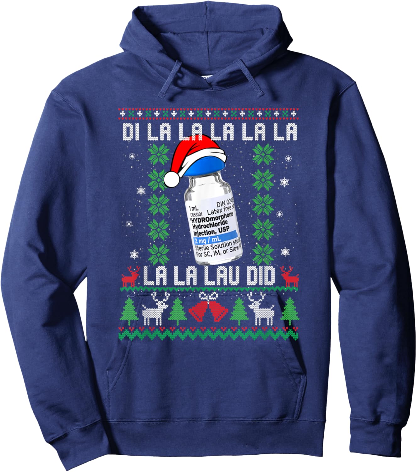 Funny Medical Worker Ugly Christmas Design Hoodie - Hoodie | Navy