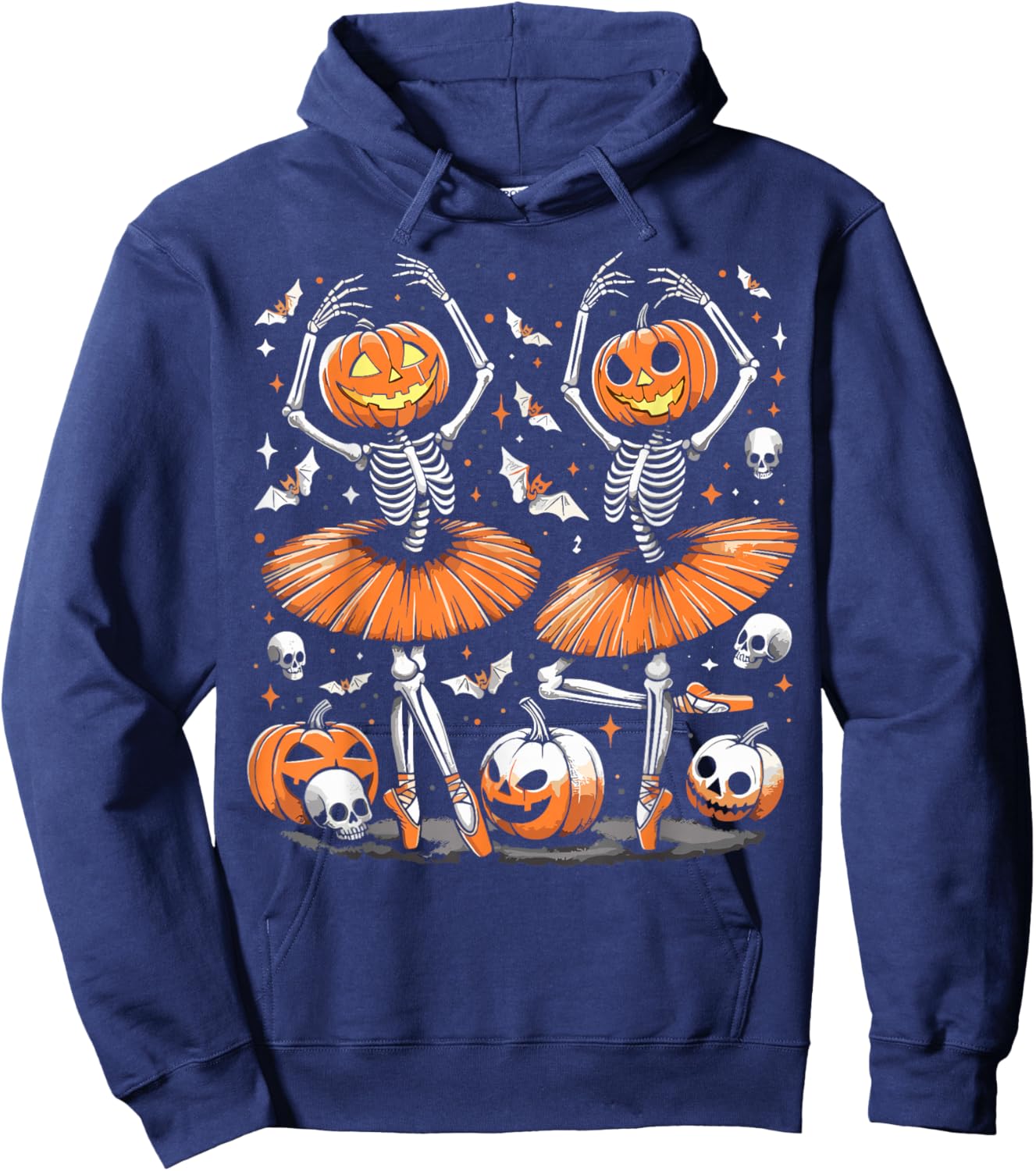 Halloween Skeleton Ballerina Pumpkin Ballet Hoodie - Hoodie | Navy