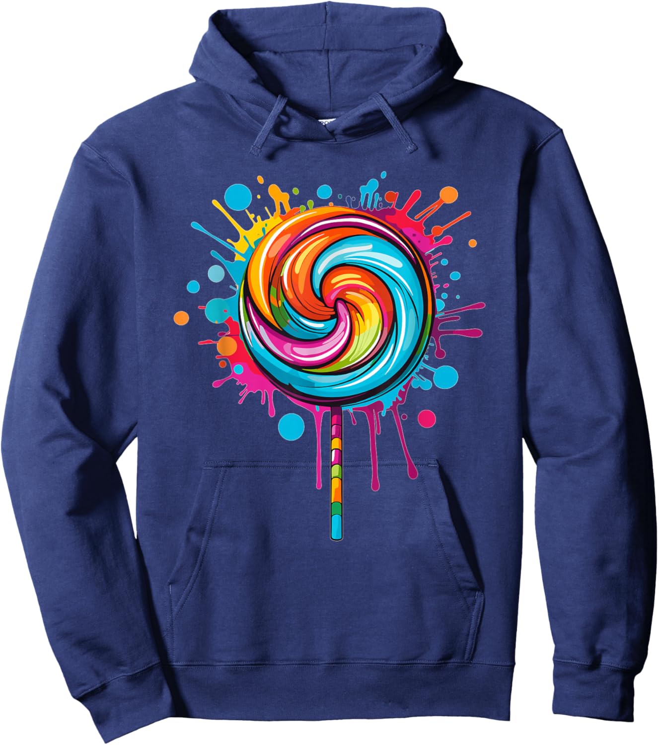 Vibrant Lollipop Swirl Colour Explosion Hoodie - Hoodie | Navy