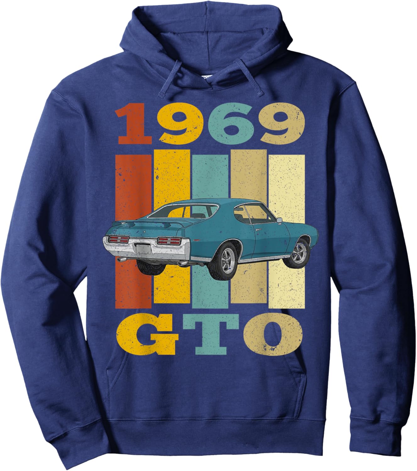 69 1969 GTO Vintage Silhouette Muscle Car Hoodie - Hoodie | Navy