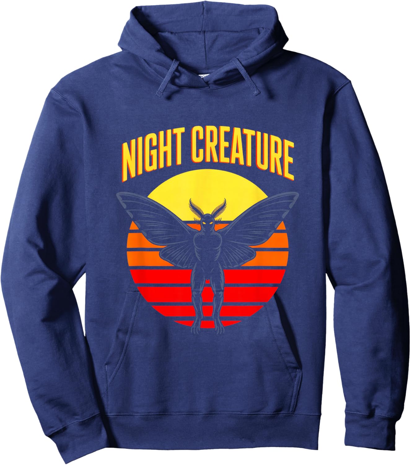 Night Creature Retro Horror Mothman Cryptid Hoodie - Hoodie | Navy