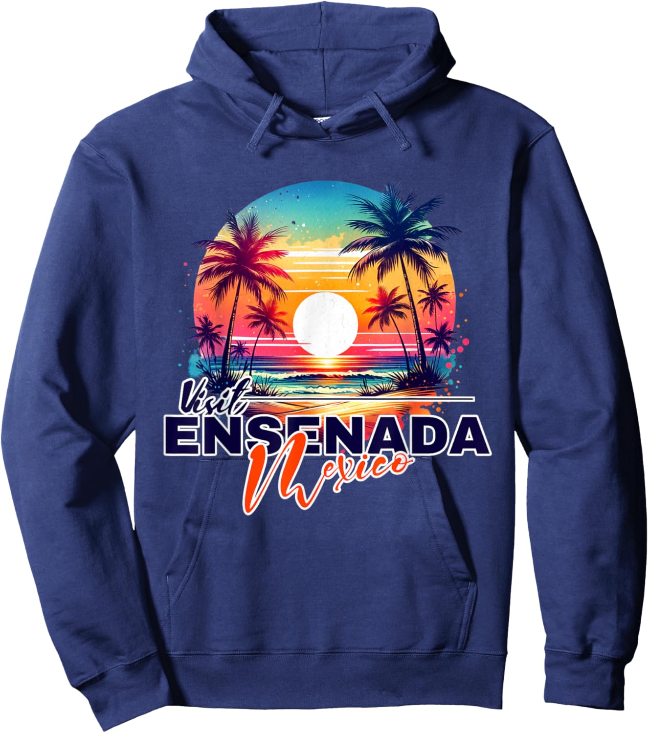 Ensenada Mexico Sunset Beach Palm Tree Souvenir Hoodie - Hoodie | Navy