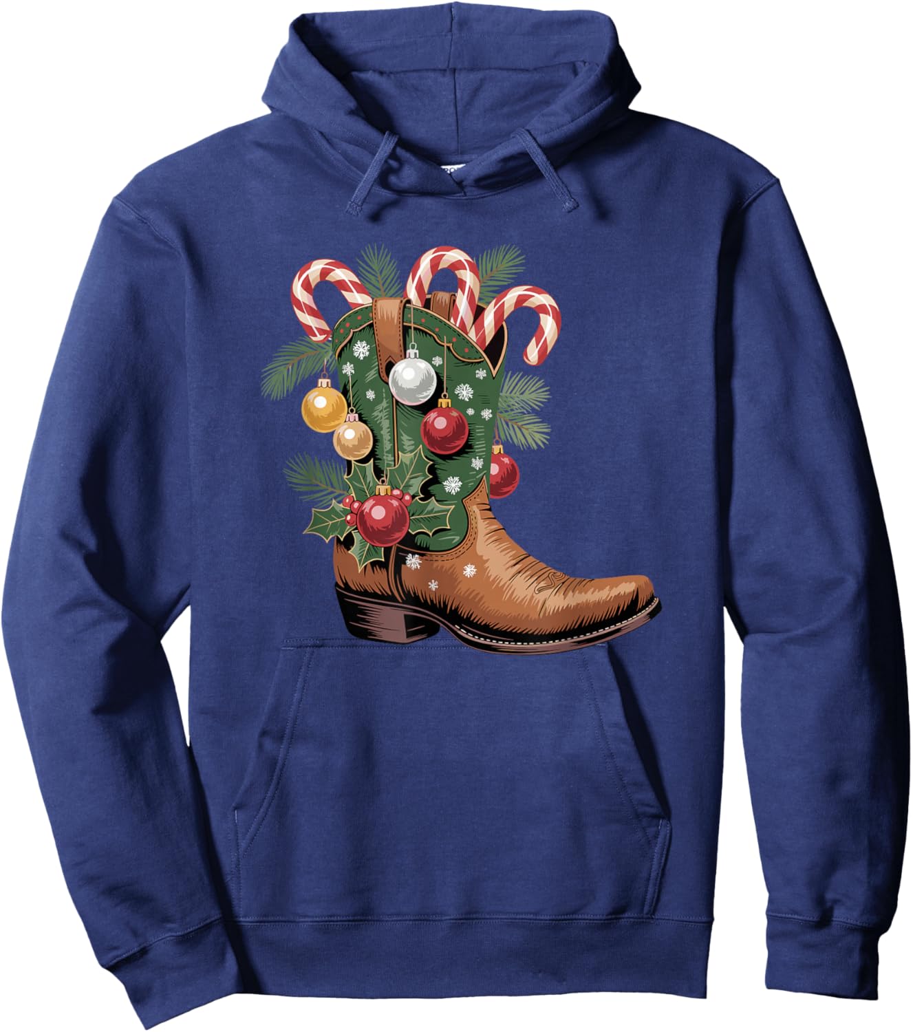 Cowboy Boots Country Western Cowboy Christmas Hoodie - Hoodie | Navy