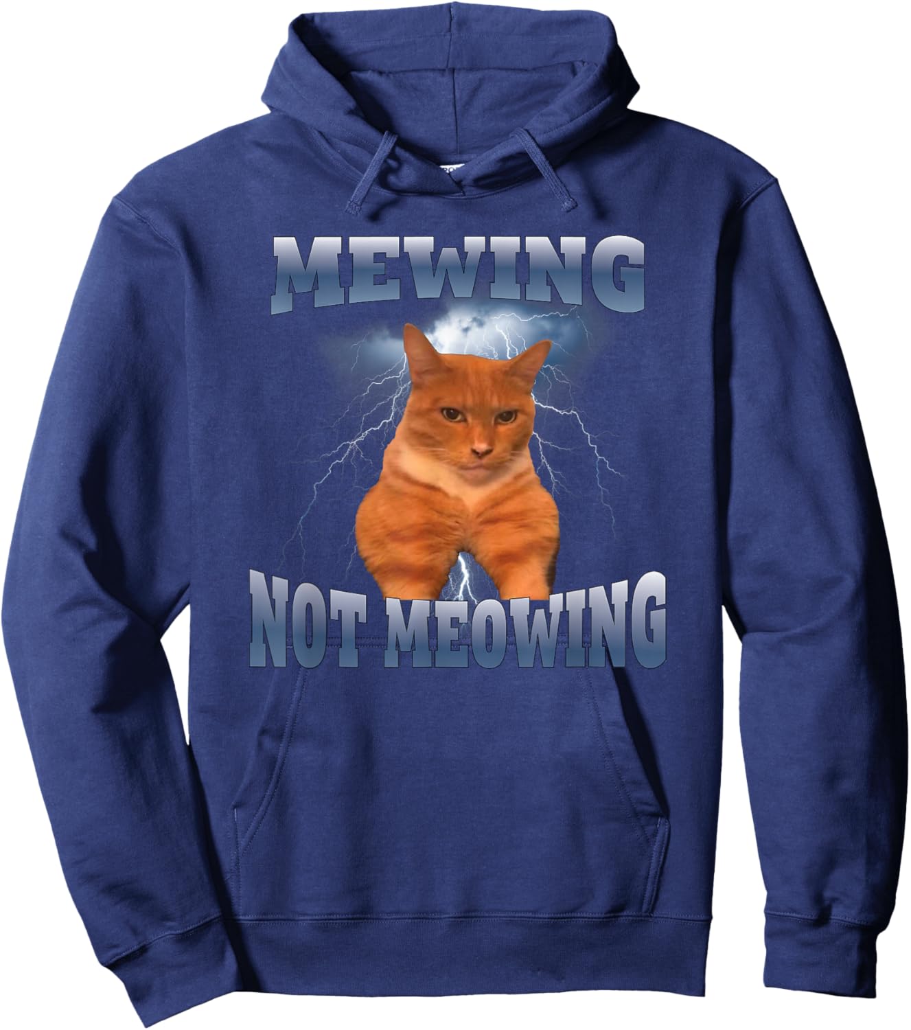 Mewing Not Meowing Funny Hoodie - Hoodie | Navy