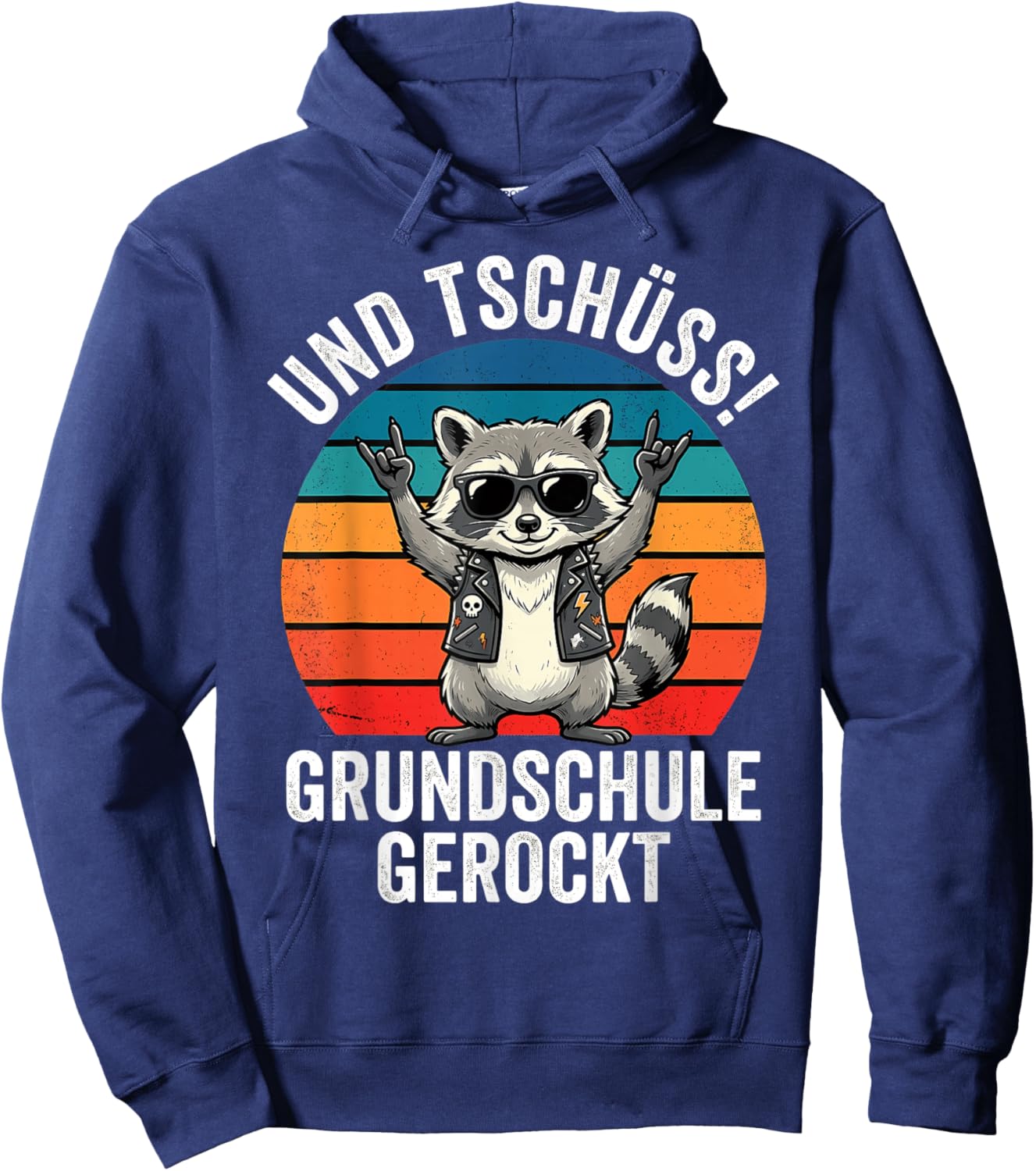 Und Tschüss! Grundschule Gerockt Waschbär Hoodie - Hoodie | Navy