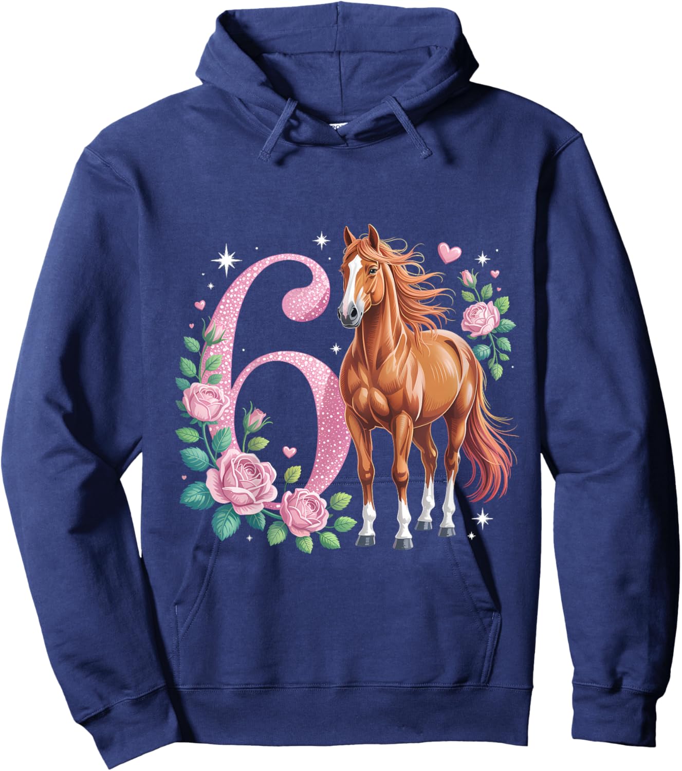 with Horse 6th Birthday Rider 6 Years Hoodie - Hoodie | Navy