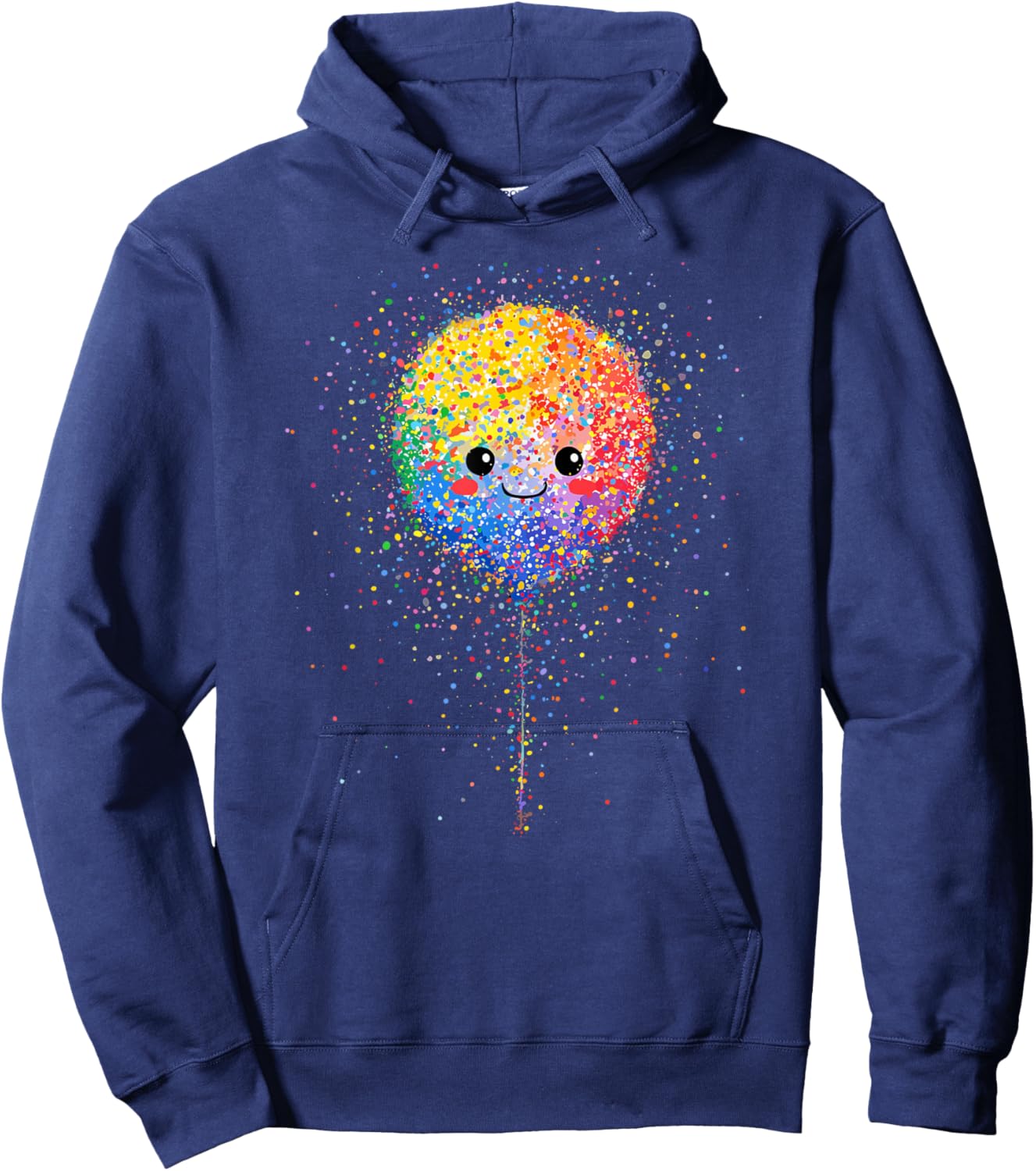 Cute Rainbow Confetti Balloon Happy Face Kids Hoodie - Hoodie | Navy