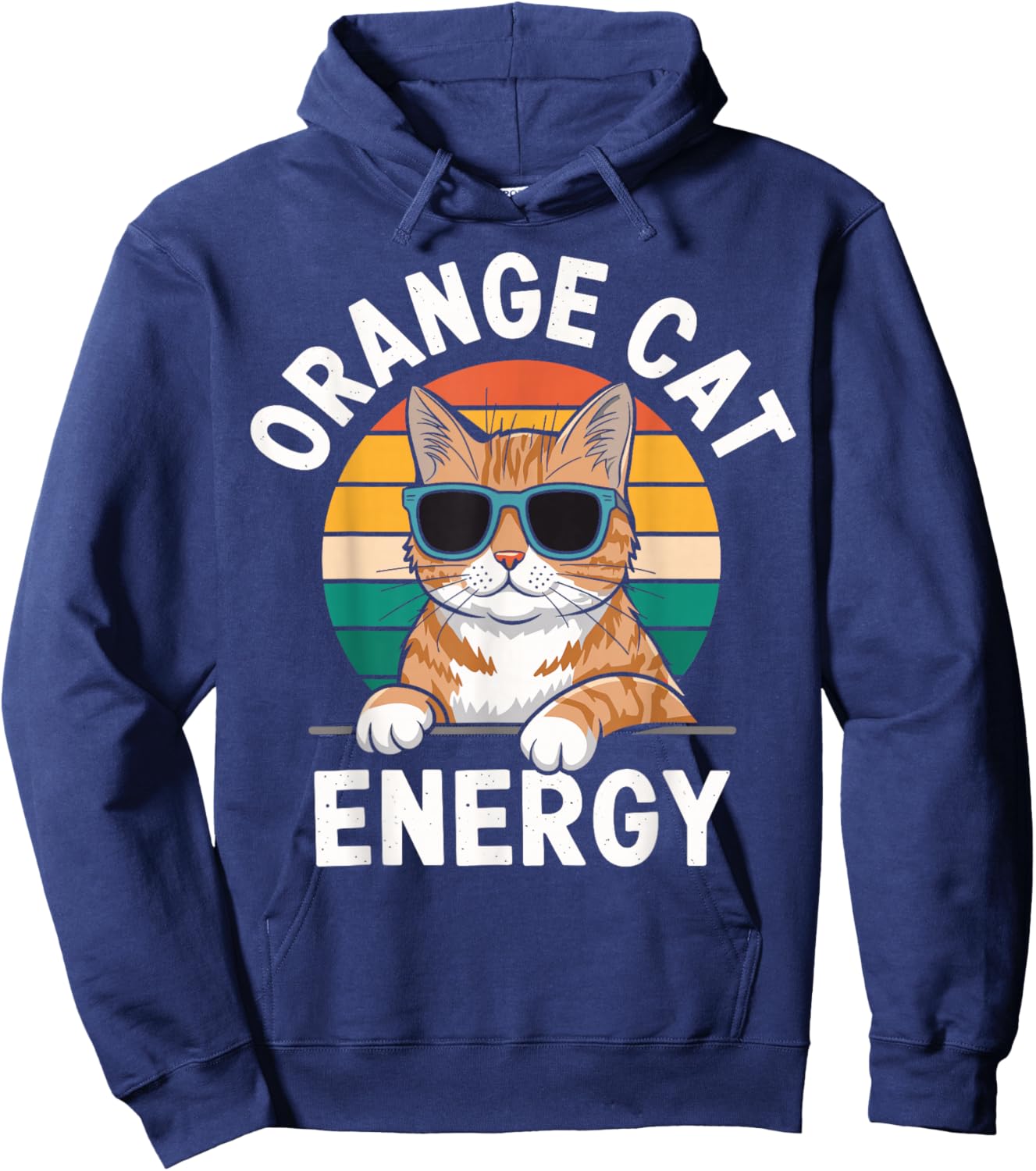 Orange Cat Energy Tabby Cat Hoodie - Hoodie | Navy