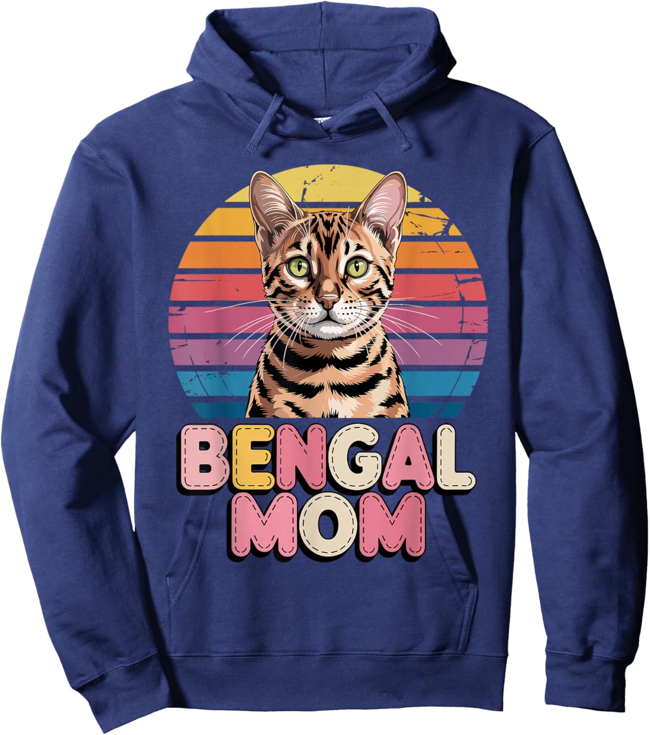 Retro Bengal Mom Hoodie - Hoodie | Navy