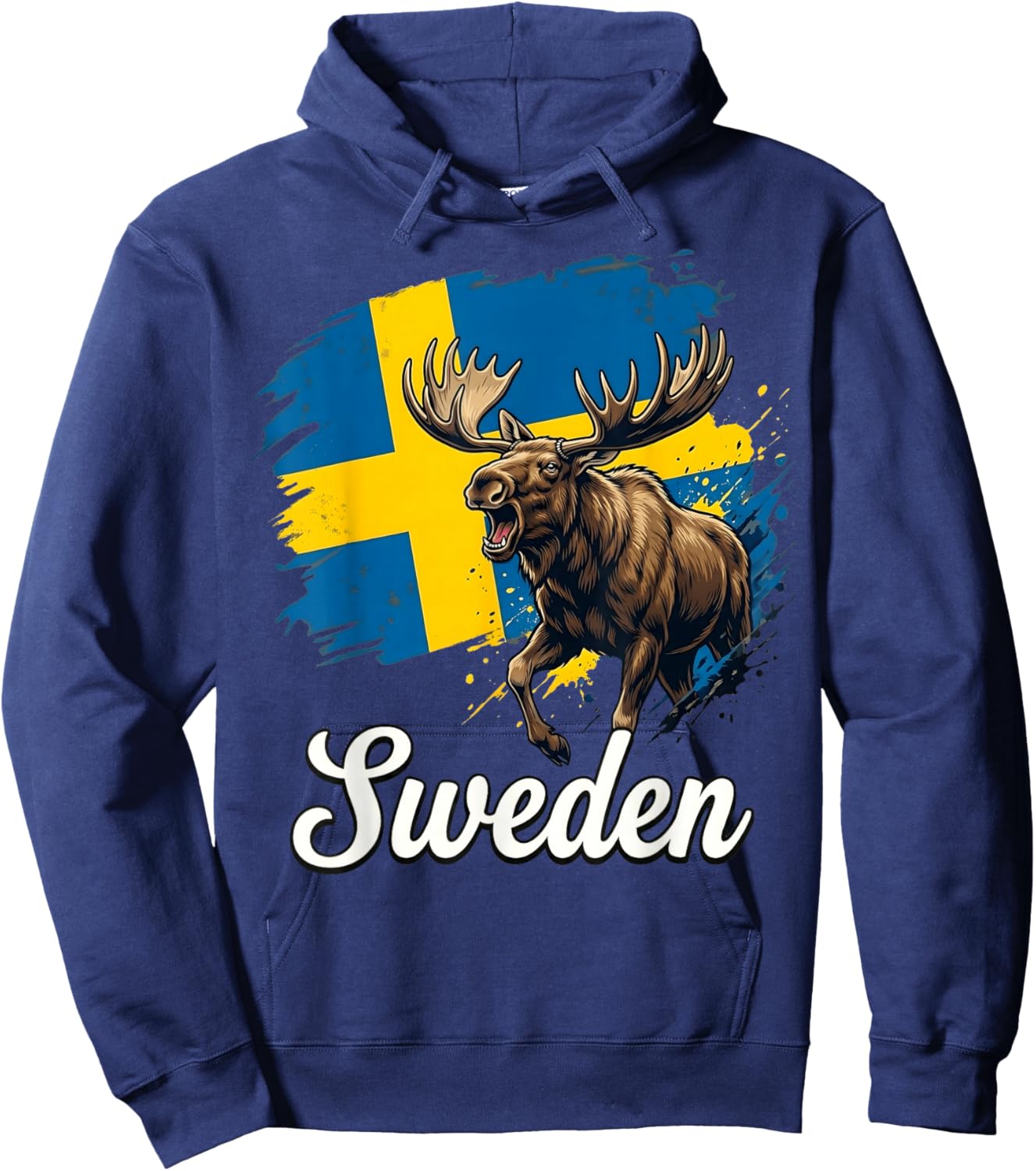 Sweden Moose Flag Swedish National Animal Hoodie - Hoodie | Navy