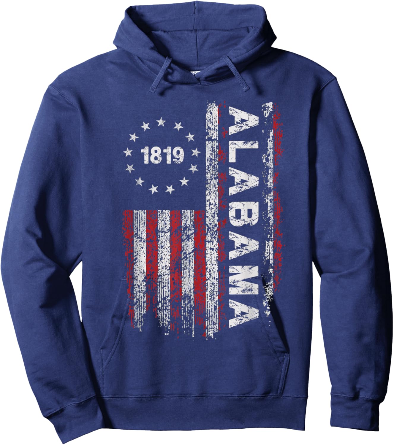 1819 Alabama State US Flag Vintage Women Youth Hoodie - Hoodie | Navy