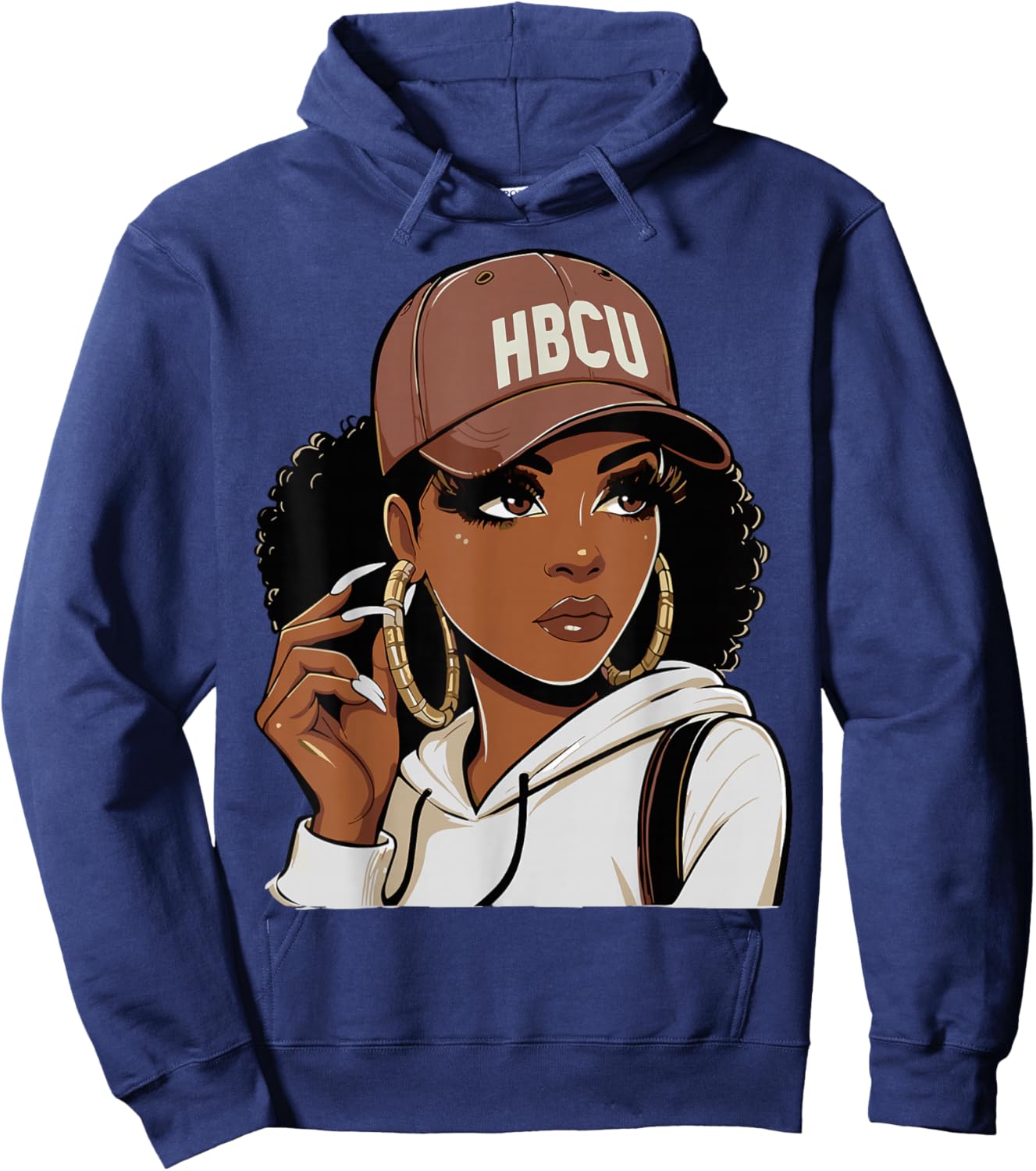 HBCU Girl Black College Afro Hoodie - Hoodie | Navy