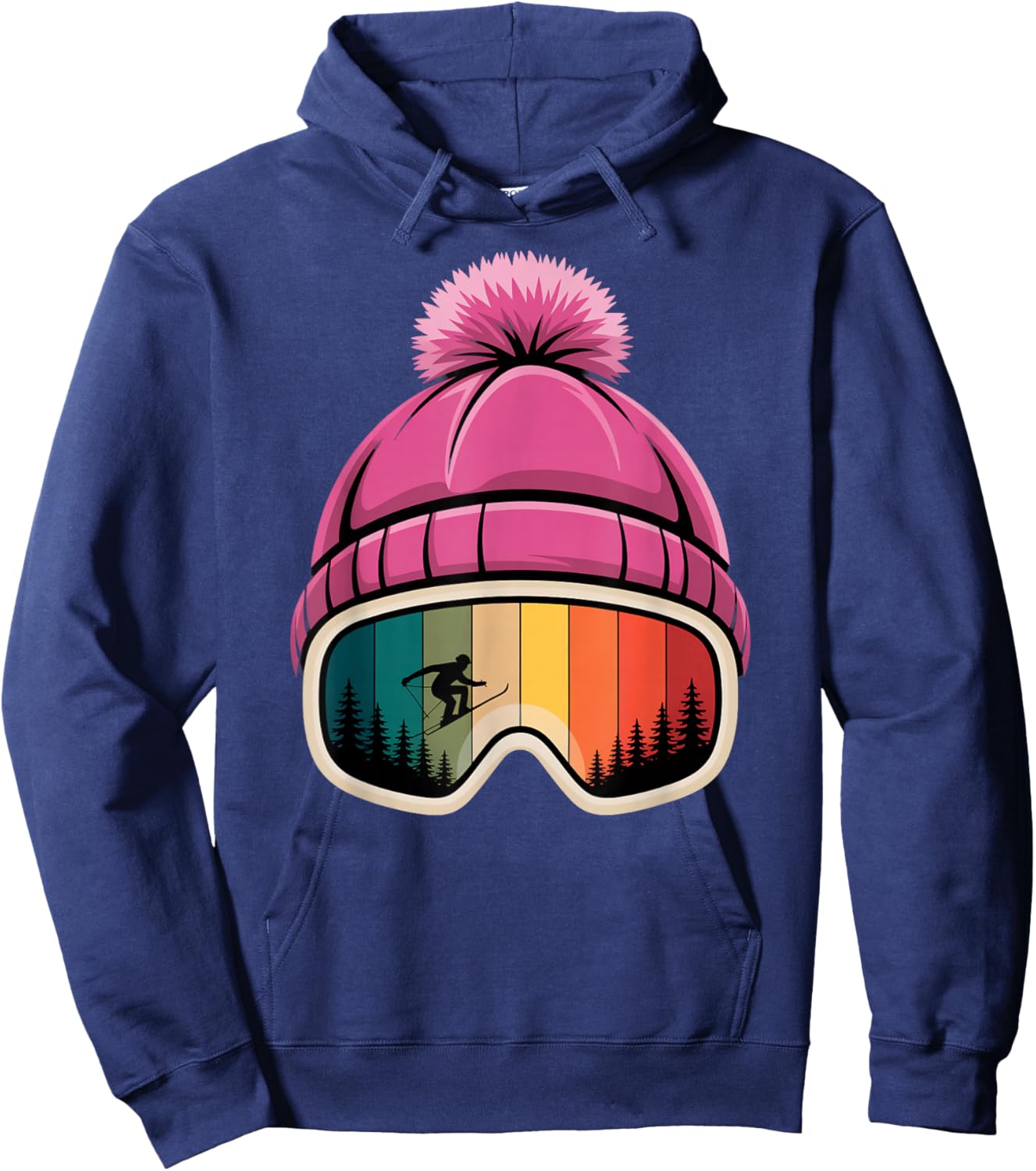 Skier Apres Ski Hat Ski Goggles Winter Sports Hoodie - Hoodie | Navy