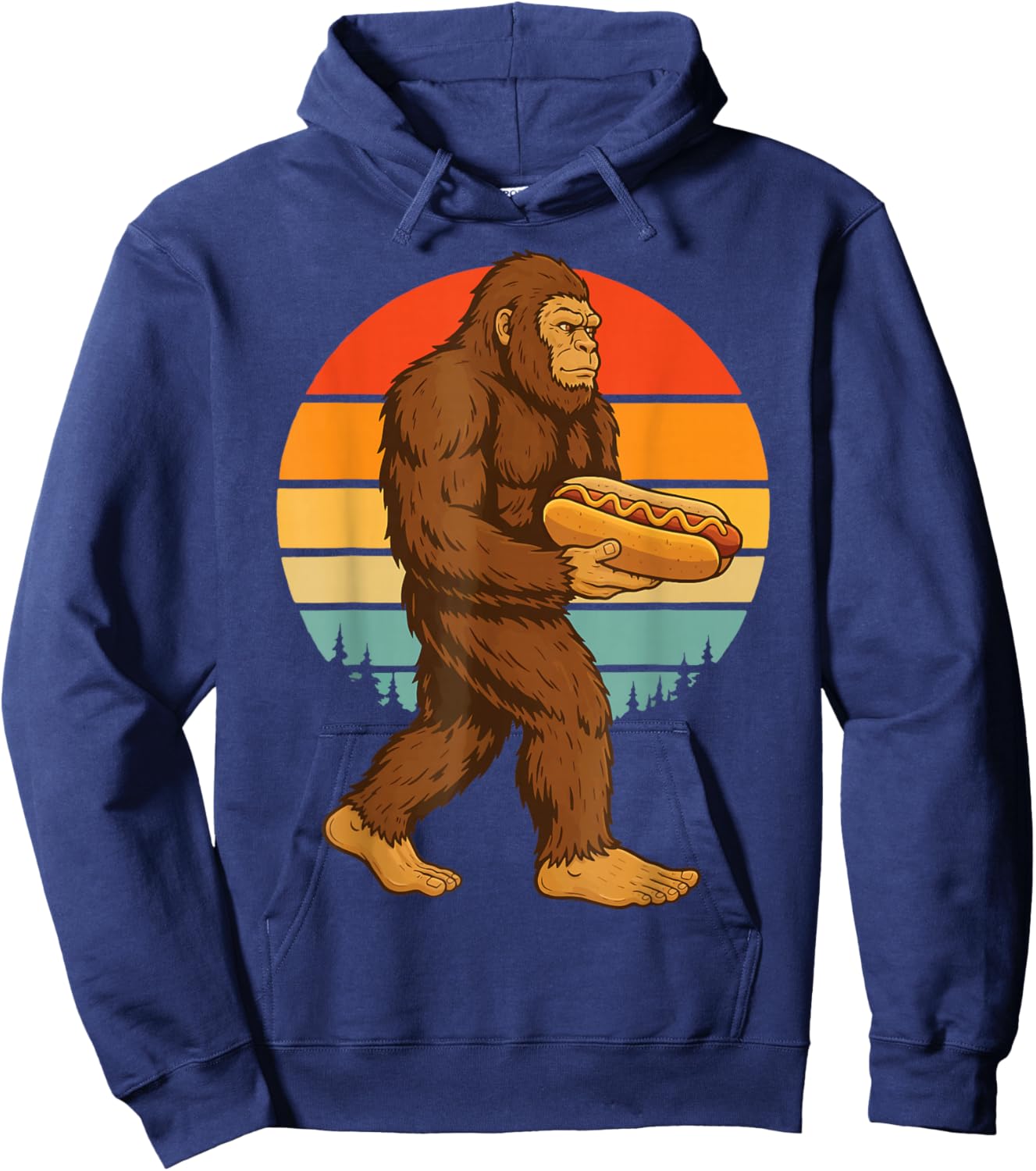 Bigfoot Hot Dog Retro Hoodie - Hoodie | Navy