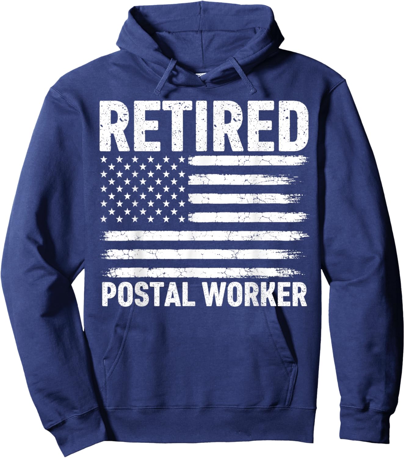 Retired Postal Worker American Flag Retirement Hoodie - Hoodie | Navy