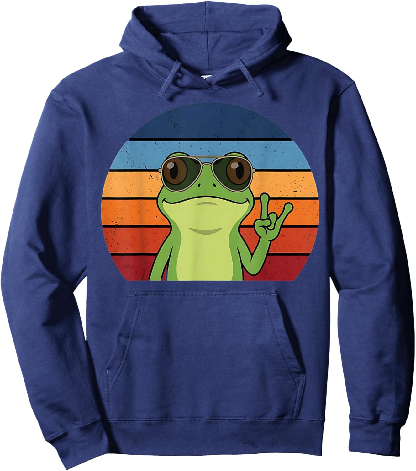 Funny Retro Vintage Frog Rock Music Animal Boys Hoodie - Hoodie | Navy