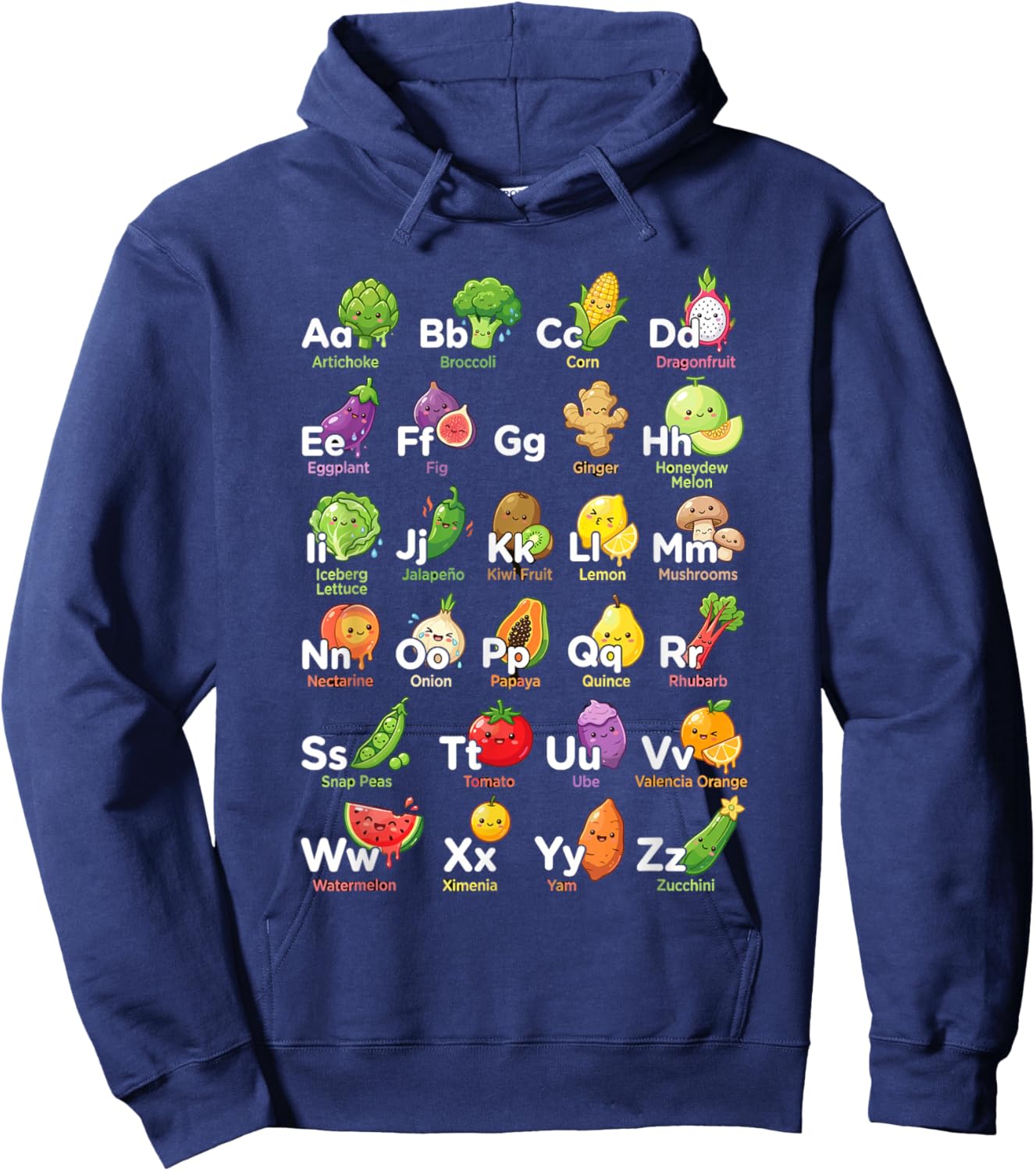 Alphabet ABCs Vegan Garden Hoodie - Hoodie | Navy