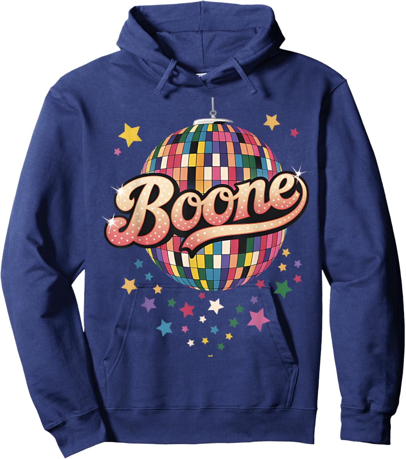 Girl Retro Boone First Name Personalized Heart Hoodie - Hoodie | Navy