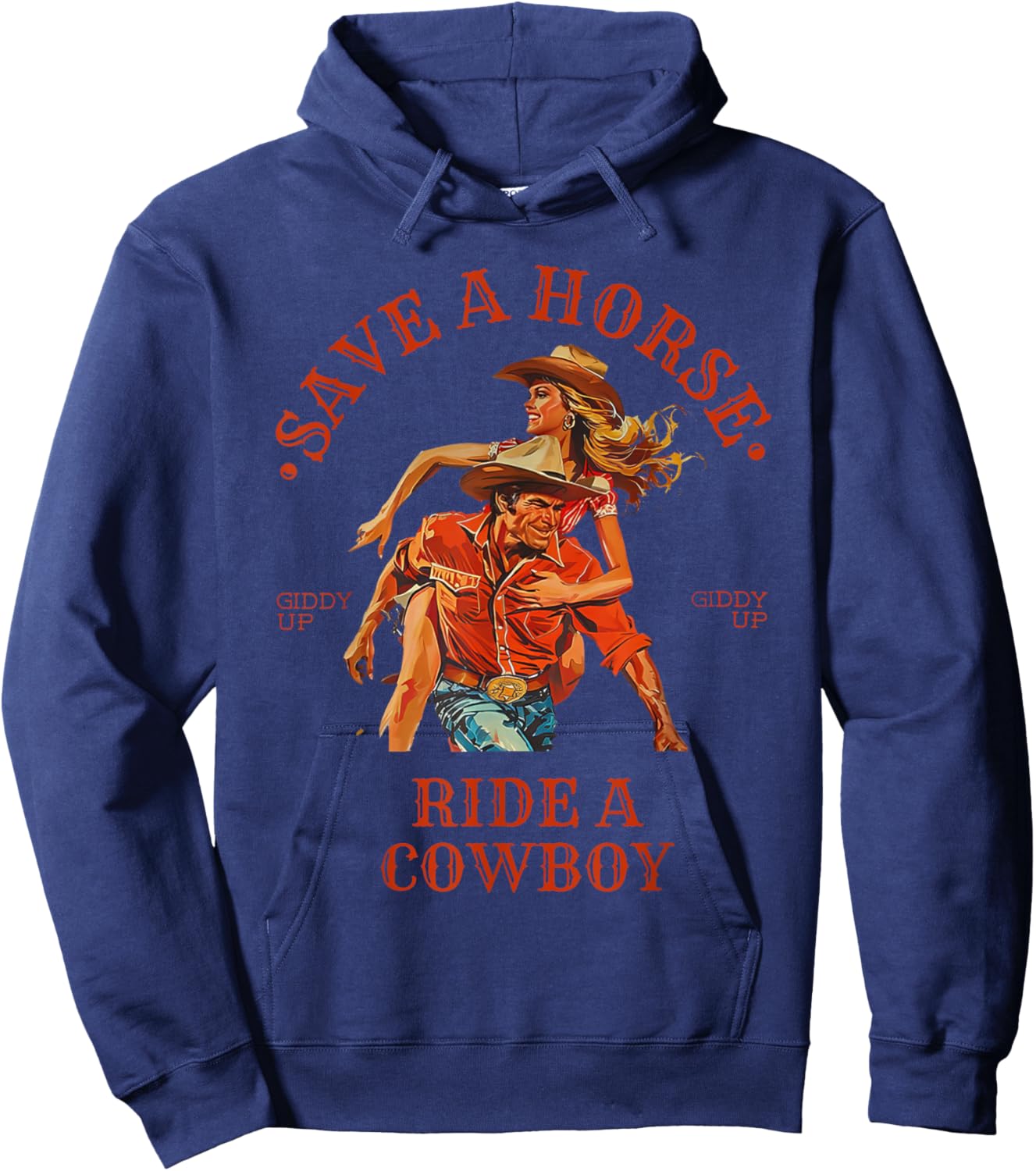 Save A Horse Ride A Cowboy Retro Vintage Hoodie - Hoodie | Navy