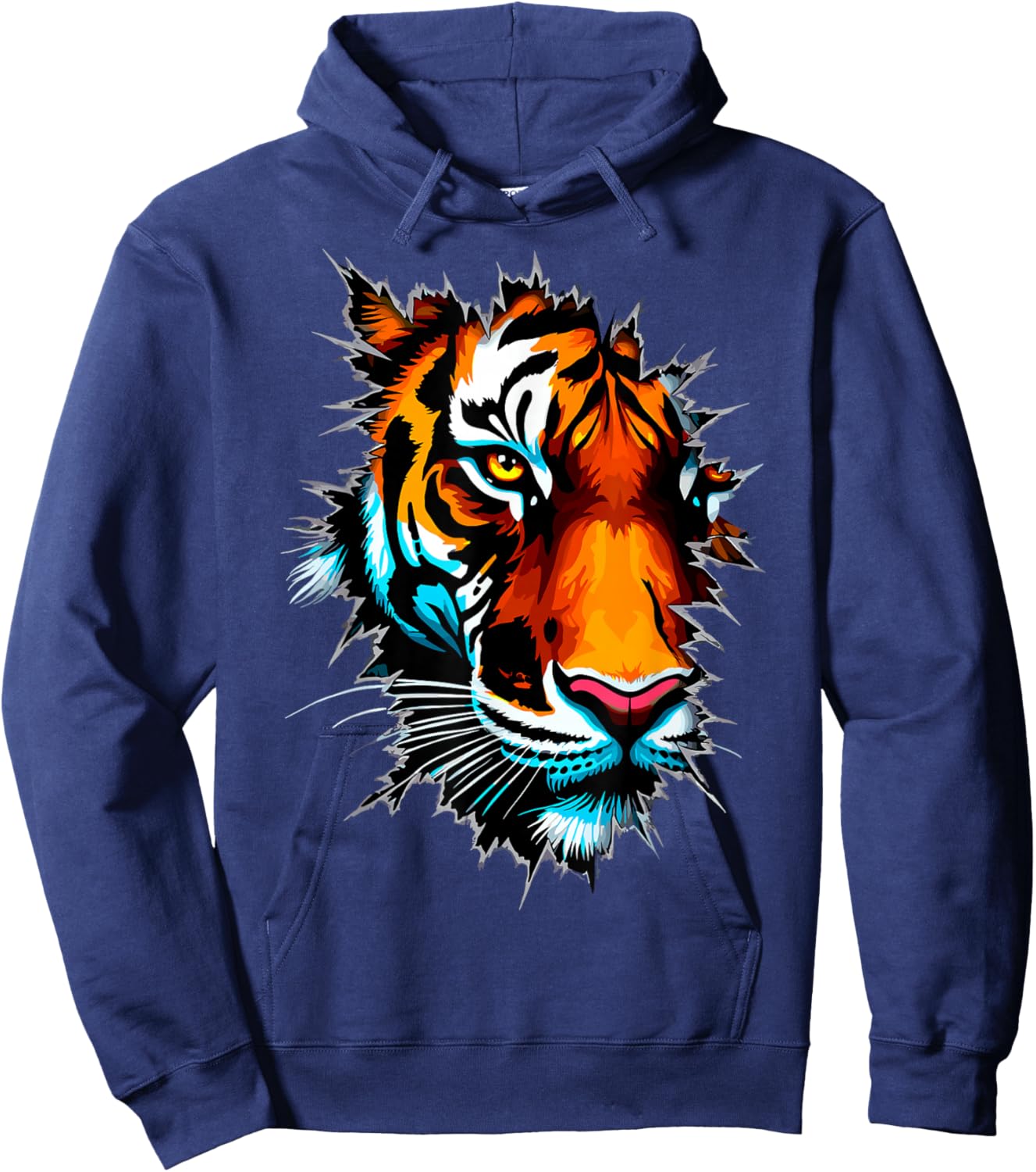 Tiger Face Wild Animal Tiger Hoodie - Hoodie | Navy