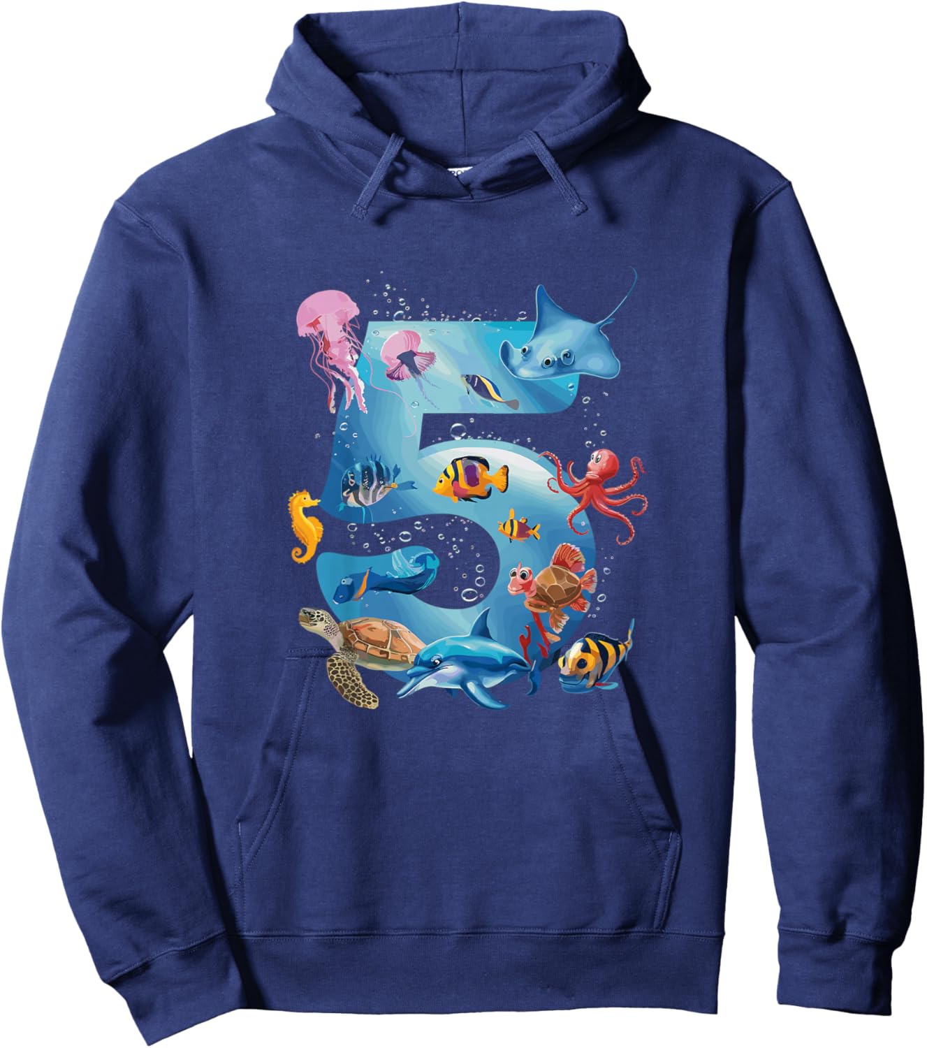 Sea Ocean Number 5rd Birthday Boys and Girls Hoodie - Hoodie | Navy