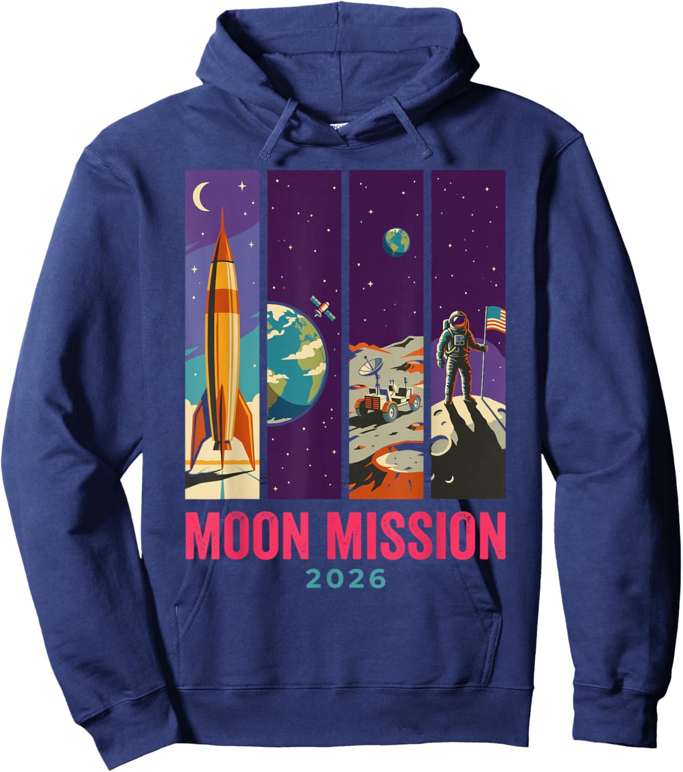 Rocket Launch and Astronaut Hoodie - Hoodie | Navy