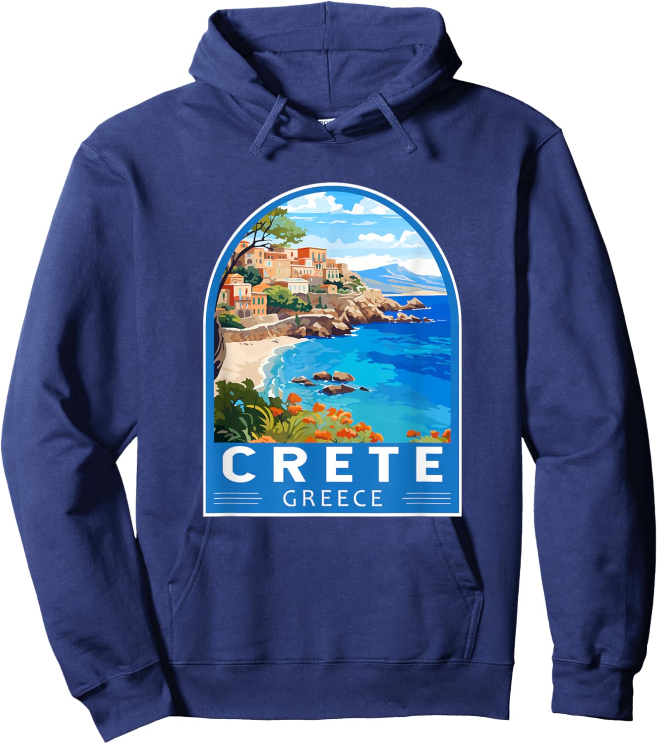 Crete Greece Travel Art Emblem Vintage Hoodie - Hoodie | Navy