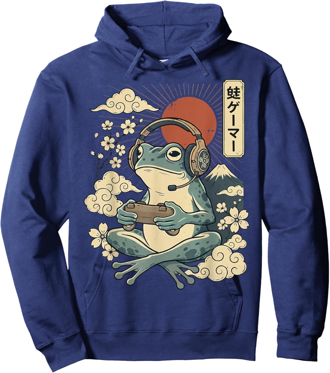 Japanese Gamer Frog Japan Anime Gaming Hoodie - Hoodie | Navy