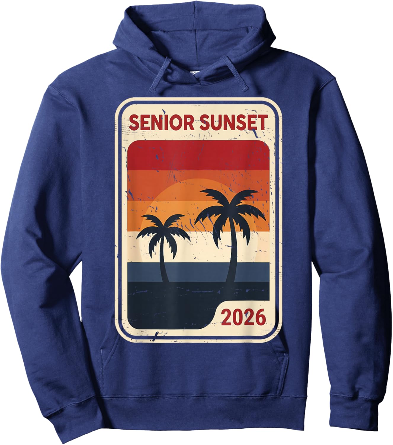 Senior Sunset Retro Graduation Class 2026 Hoodie - Hoodie | Navy