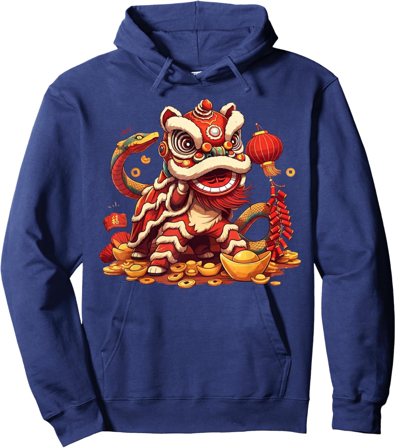Funny Lion Snake Chinese New Year 2025 Kids Hoodie - Hoodie | Navy