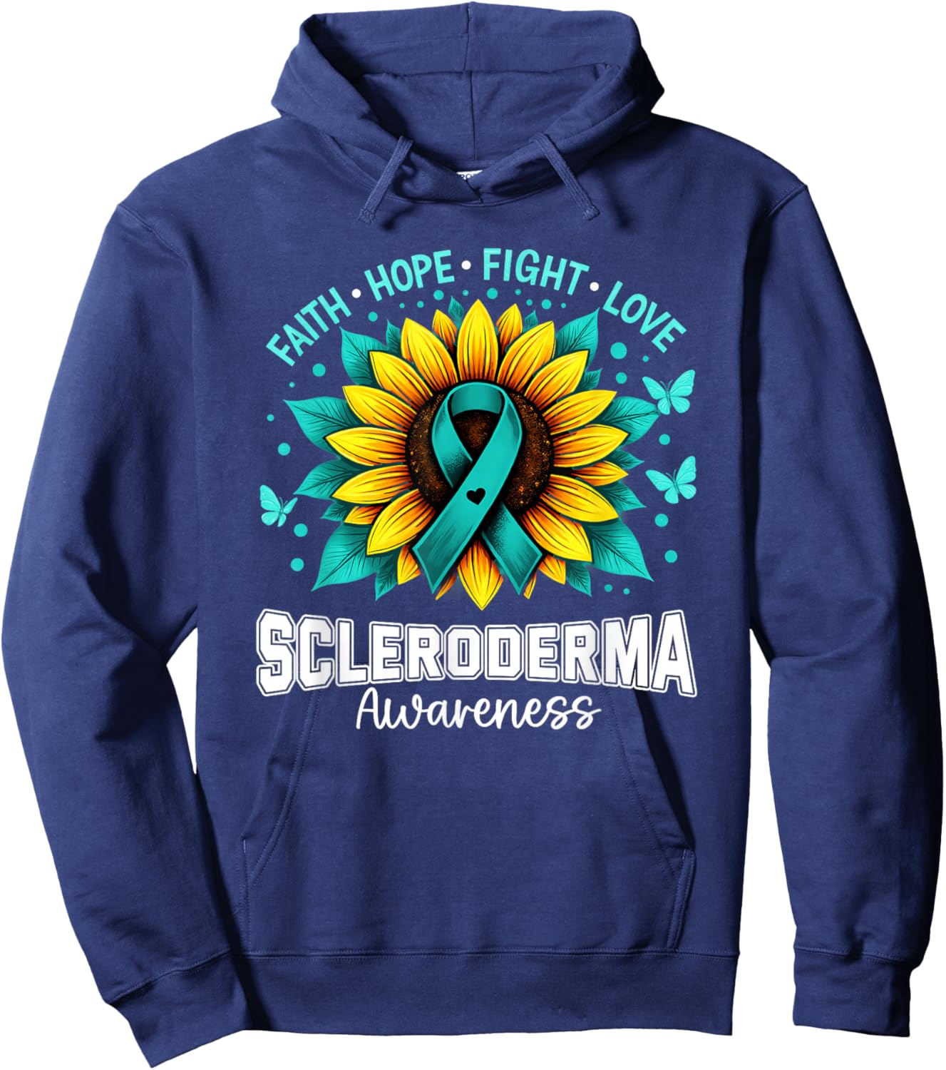 Christian Sunflower Scleroderma Awareness Hoodie - Hoodie | Navy