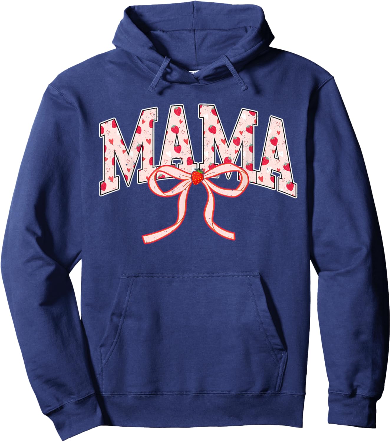 Mama Strawberry Coquette Bow Matching Family Hoodie - Hoodie | Navy