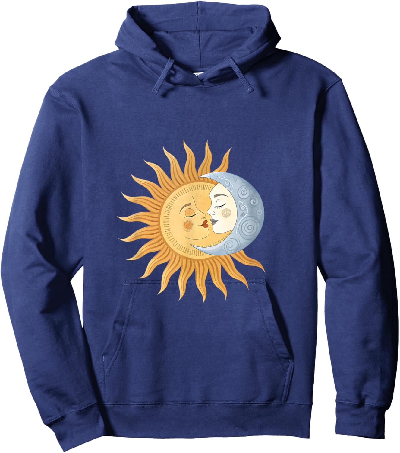 Sun and Moon Kissing Celestial Harmony Romance Hoodie - Hoodie | Navy