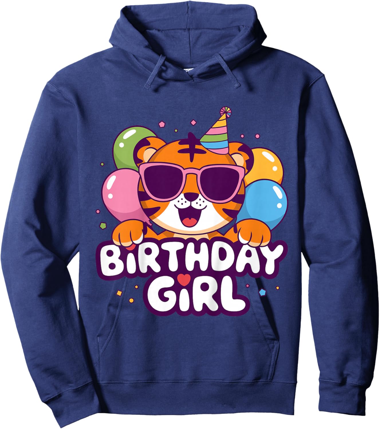 Kids Birthday Girl Tiger Kids Hoodie - Hoodie | Navy