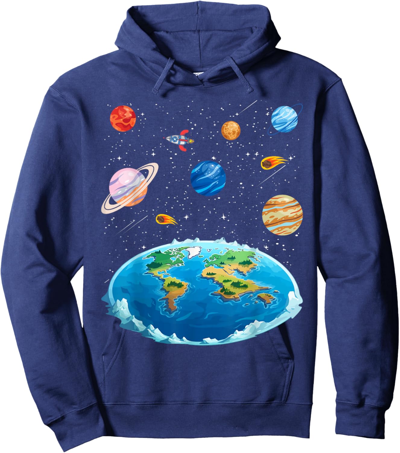 Flat Earth Map Model Globe Conspiracy Believer Hoodie - Hoodie | Navy