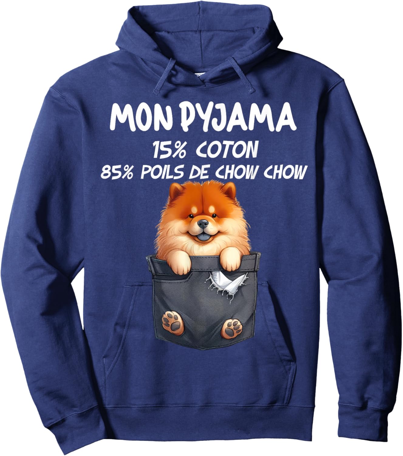 Chow Chow Dog Pocket Jeans Humour Men's Women's Hoodie - Hoodie | Navy