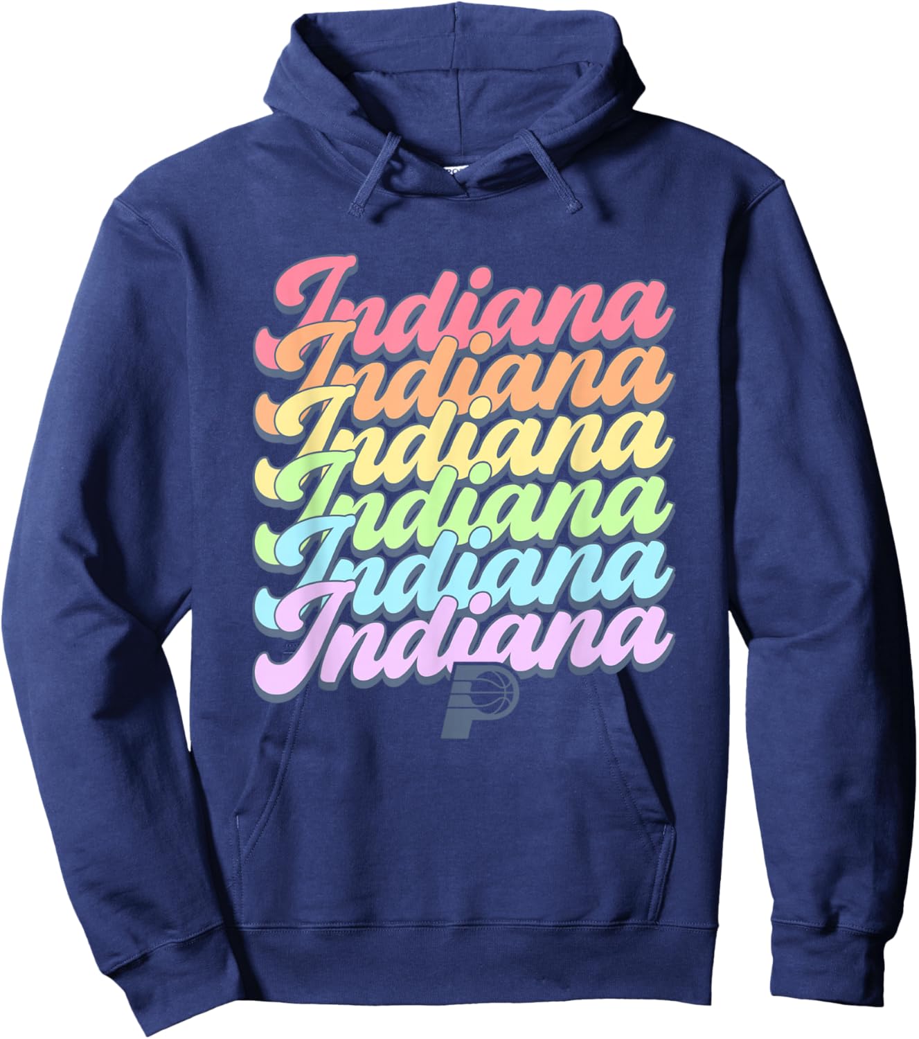 NBA Indiana Pacers Pastel Rainbow Pride Stack Hoodie - Hoodie | Navy