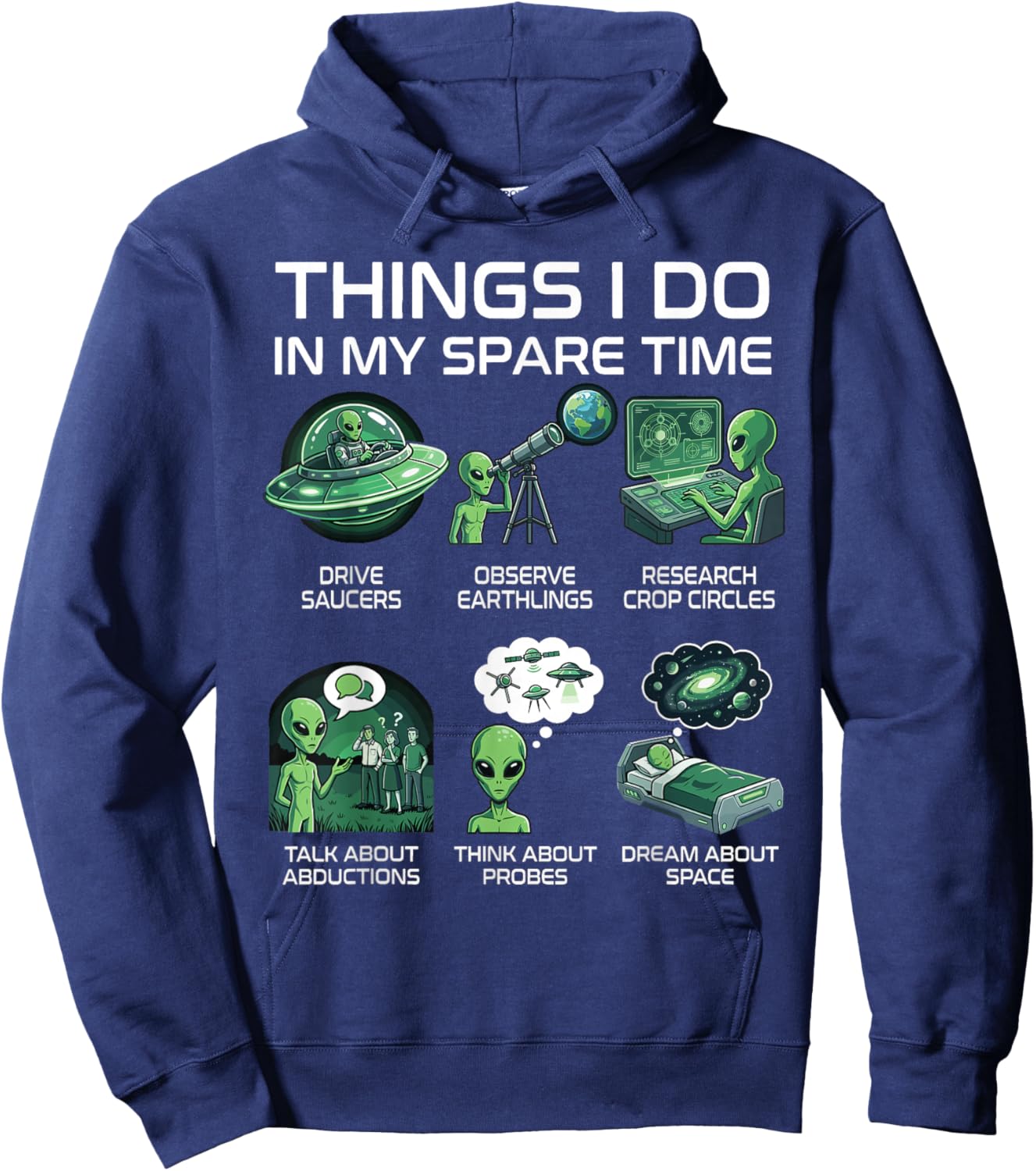 Funny Alien UFO Hoodie - Hoodie | Navy