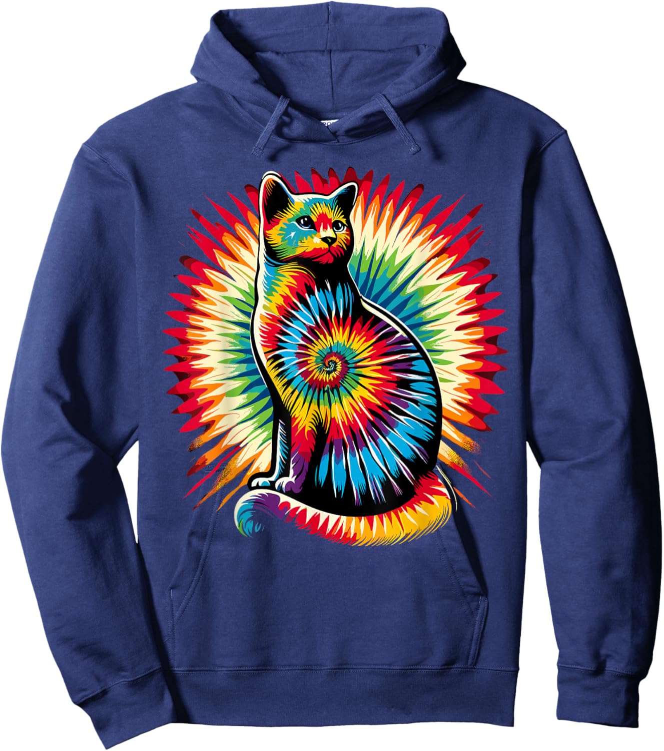 Cute Cat Tie Dye Hoodie - Hoodie | Navy