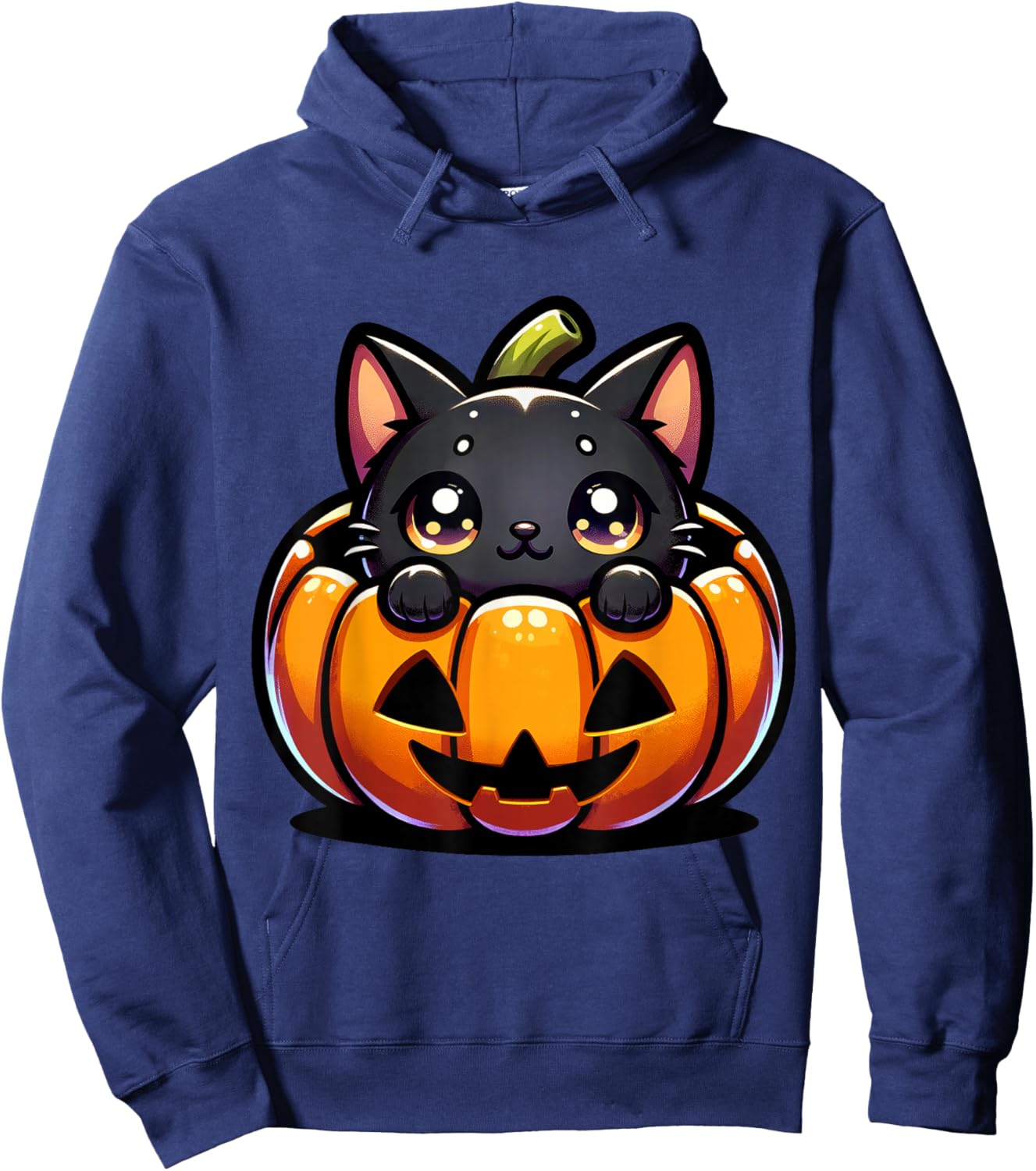 Halloween Cat Funny Fall Pumpkin Cat Lover Cute Hoodie - Hoodie | Navy