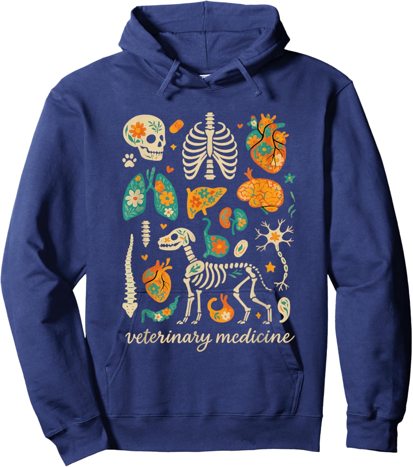 Veterinary Anatomy Animal Vet Tech Assistant Hoodie - Hoodie | Navy