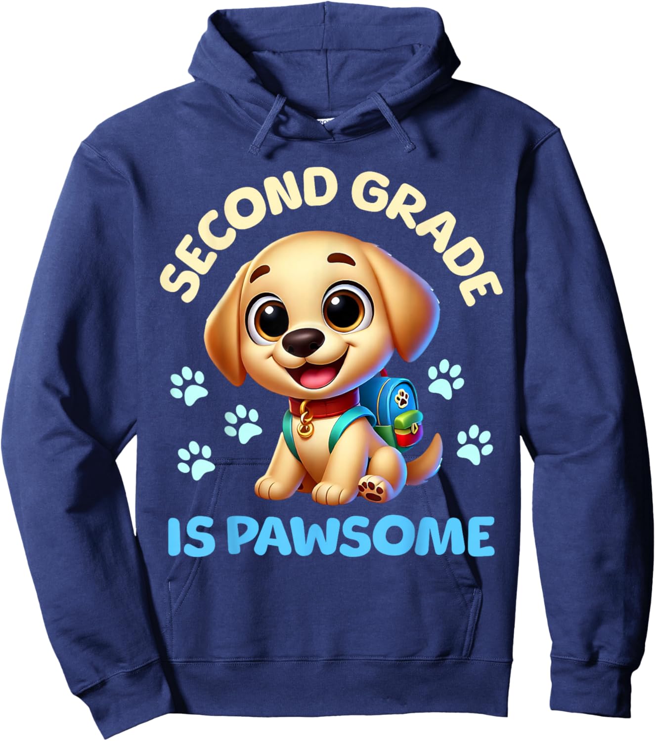 First Day Of School Puppy Dog Second Grade Hoodie - Hoodie | Navy