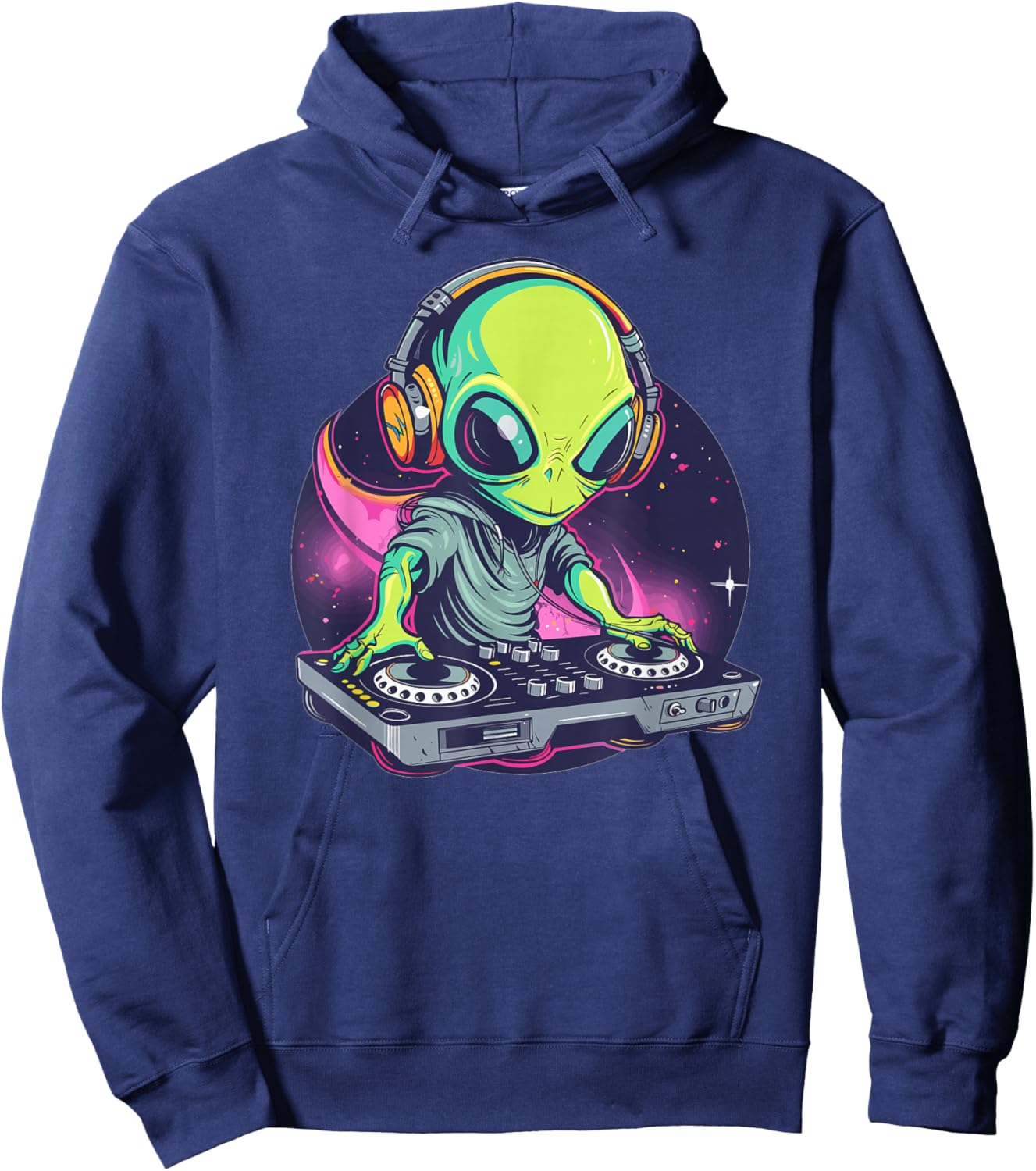 Cartoon Alien DJ Hoodie - Hoodie | Navy