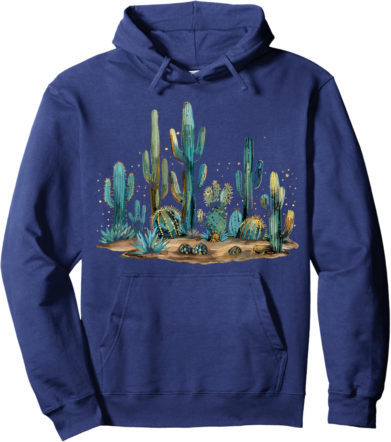 Saguaro Cactus Desert Art Moon Nature Hoodie - Hoodie | Navy