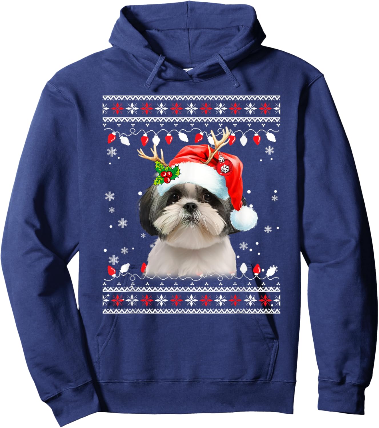 Cute Shih Tzu Christmas Sweater for Dogs Lover Hoodie - Hoodie | Navy