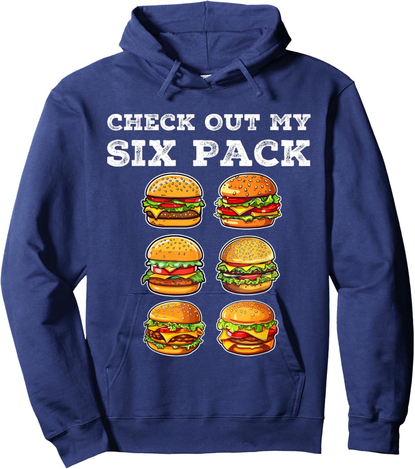 Check Out My Six Pack Burger Funny Cheeseburger Hoodie - Hoodie | Navy