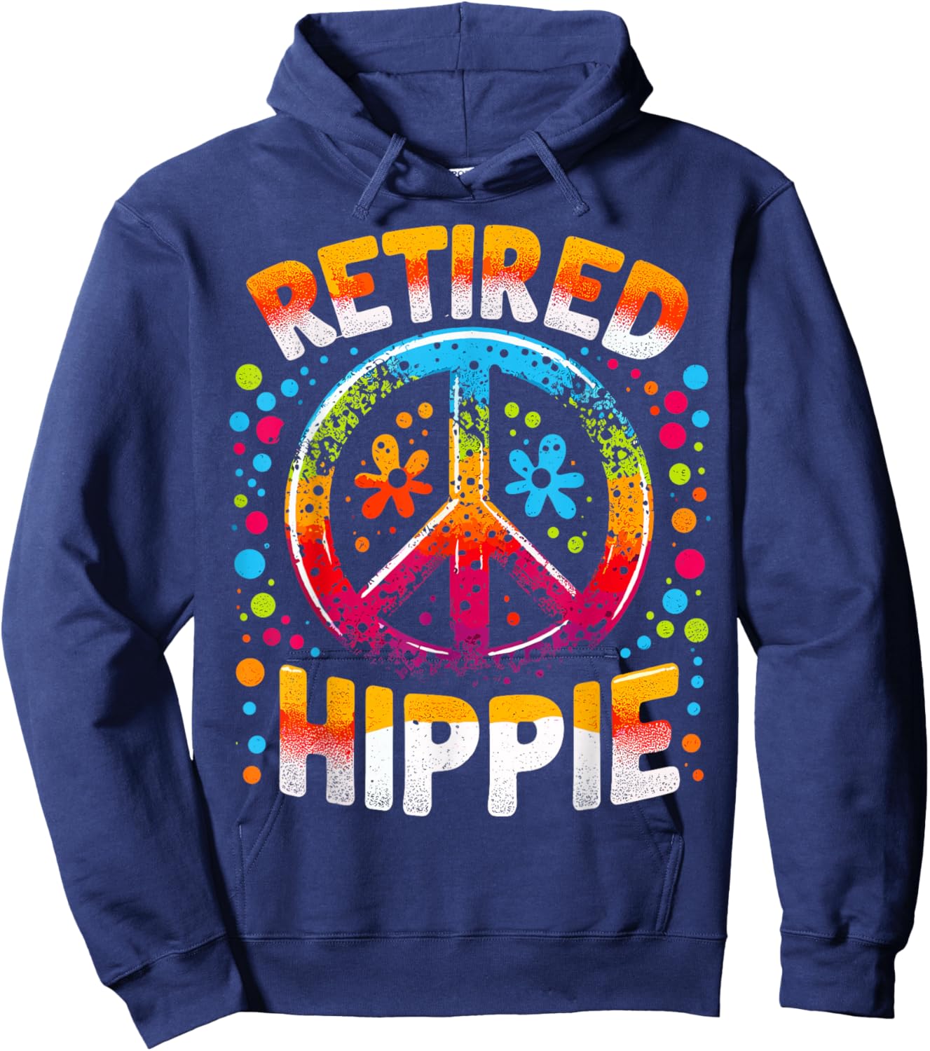 Peace Sign Retired Hippie Hoodie - Hoodie | Navy